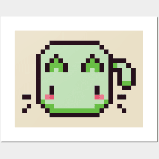 Green Pixel Cat - Kawaii Retro Pixel Art Posters and Art
